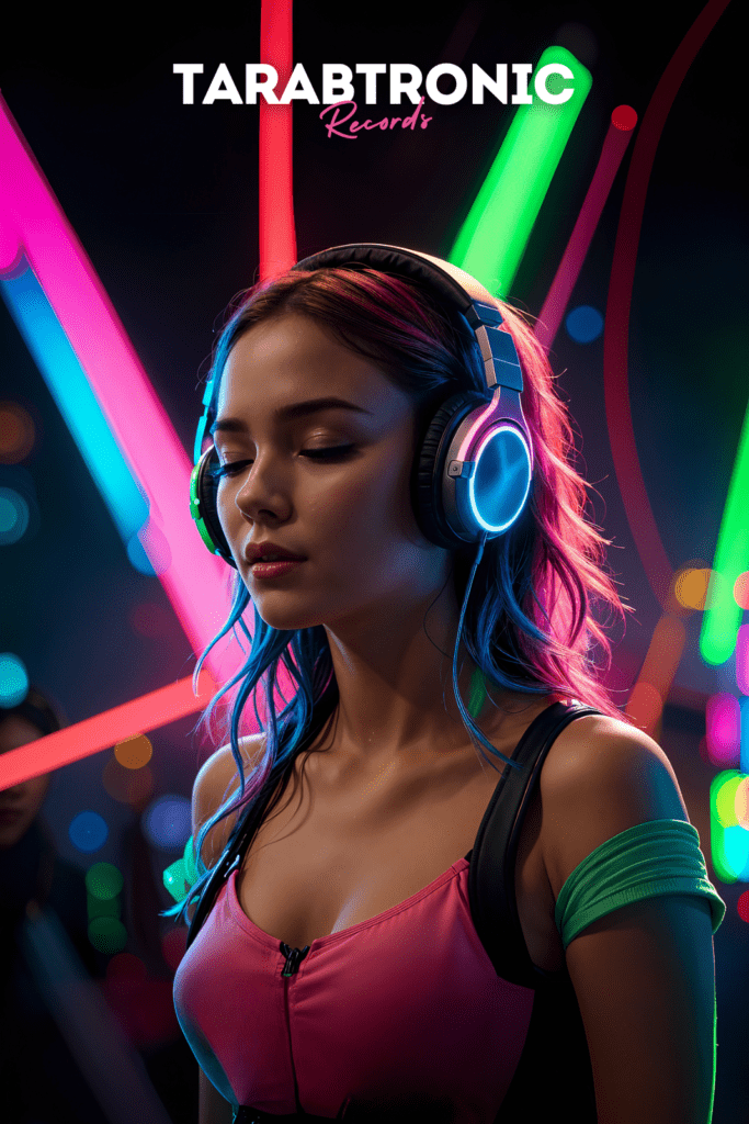Artist listening to electronic music with headphones