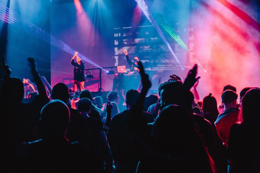 Fans at an electronic music concert